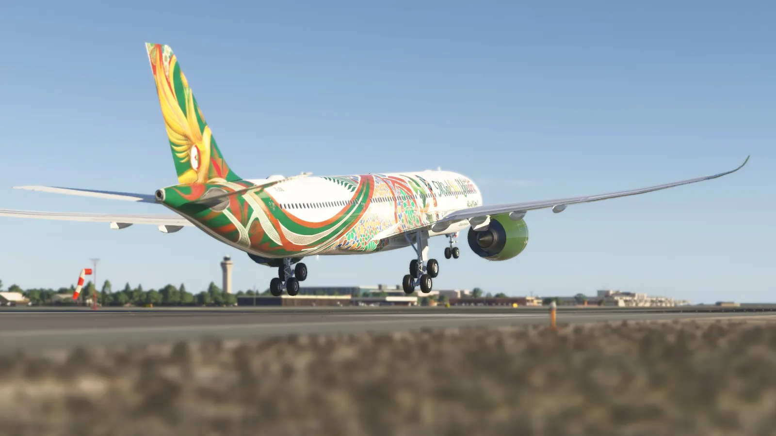 Airbus A330-900neo 7T-JDB taking off in World Cup livery